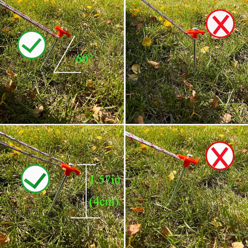 Neehows 20 Pcs Tent Stakes Heavy Duty Ground Stake for Camping, 10 Inch Galvanized Non-Rust Metal Tent Pegs Tent Spikes Yard Stakes for Outdoor Canopy Garden Hiking -Orange - Image 5